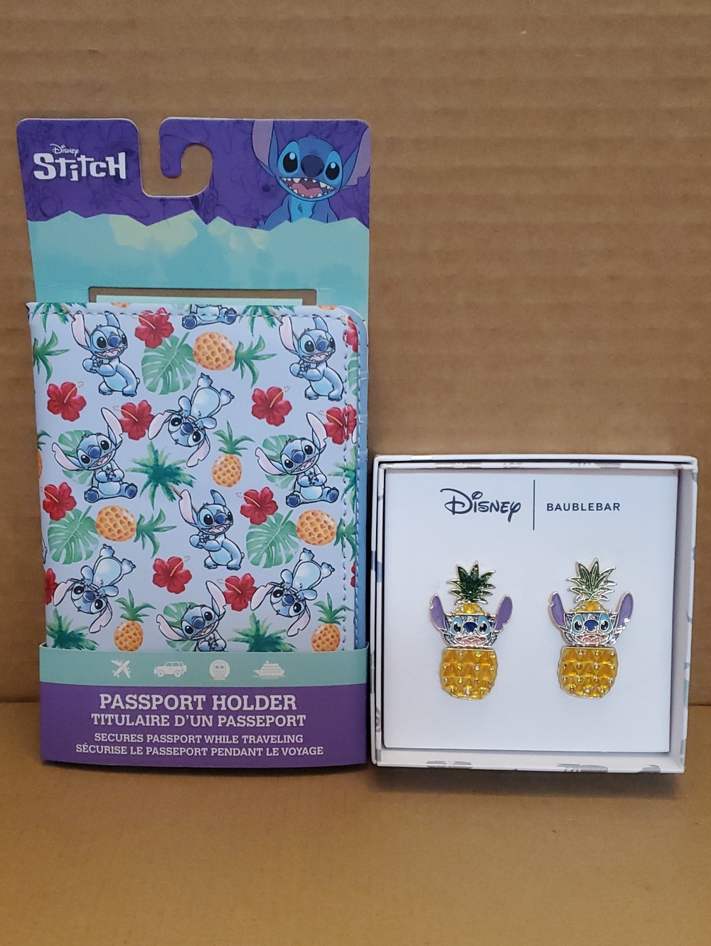 Disney Stitch Pineapple Passport Holder & Pineapple Earrings Set